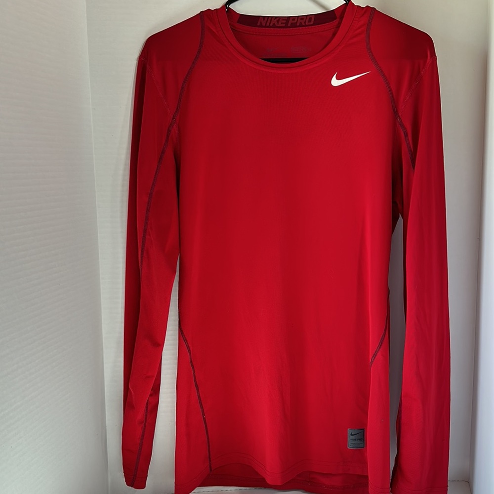 Nike pro fitted size small red long sleeve base layer